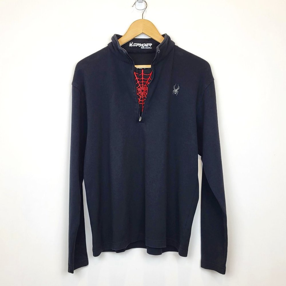 Spyder Men's Black Quarter Zip Pullover Fleece Shirt, Size Medium, GUC